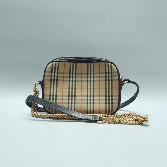 Burberry Brown Leather&Cloth Shoulder Bag 385-122824 - Picture 2 of 12